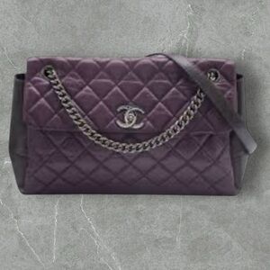 Chanel Purple/Grey Quilted Leather Lady Pearly Flap Shoulder Bag